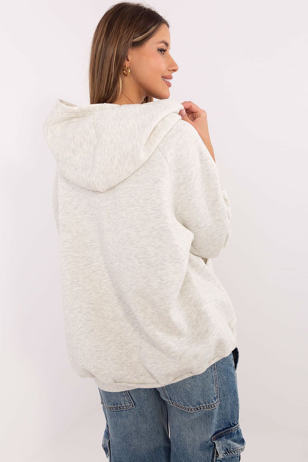 Hettegenser dame - Sweatshirt FP til dame fra MS StyleHaven, størrelse one-size-fits-all, med long, bukselengde long, kjolelengde mini, kjolestil wrap; a-line