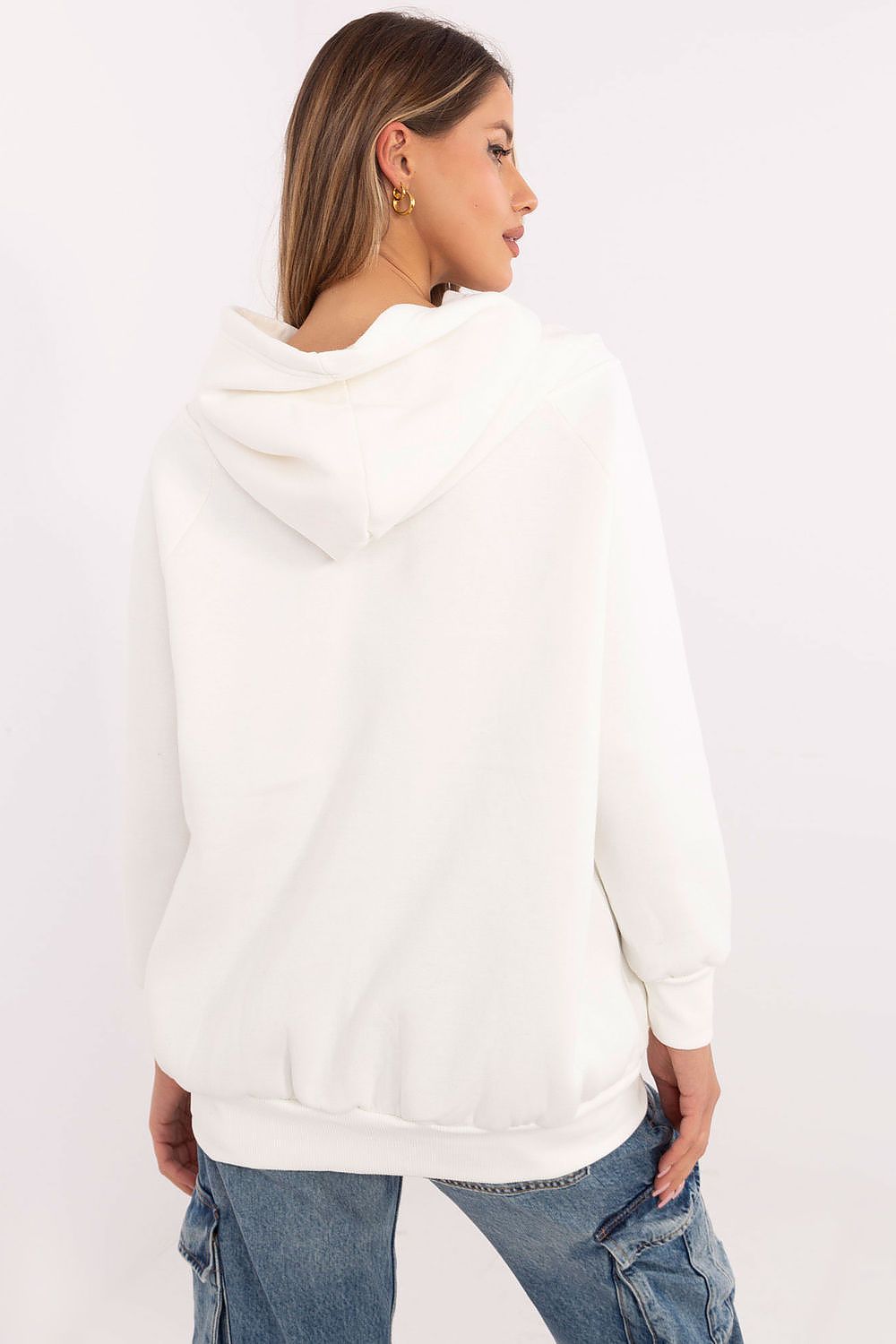 Hettegenser dame - Sweatshirt FP til dame fra MS StyleHaven, størrelse one-size-fits-all, med long, bukselengde long, kjolelengde mini, kjolestil wrap; a-line