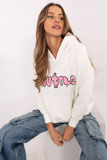 Hettegenser dame - Sweatshirt FP til dame fra MS StyleHaven, størrelse one-size-fits-all, med long, bukselengde long, kjolelengde mini, kjolestil wrap; a-line
