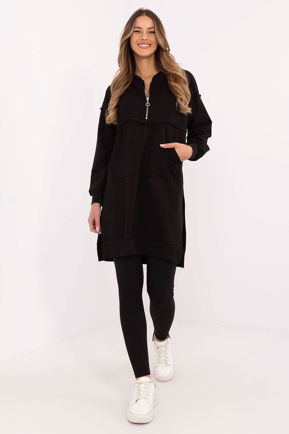 Sett med Lang Sweatshirt og Leggings - FP til dame fra MS StyleHaven, størrelse one-size-fits-all, med long, kjolelengde midi, kjolestil sweater