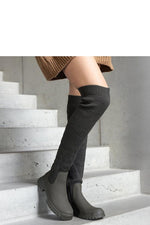 Scarlett grønne matte stoffstøvler til dame fra MS StyleHaven, laget av Viskose; polyester; Polyamid, farge 37, størrelse 41, med long ermer, perfekt til casual; dress