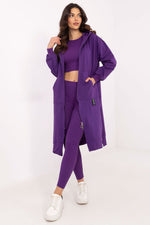 Tredelt Sett med Hettejakke, Topp og Leggings - FP til dame fra MS StyleHaven, størrelse one-size-fits-all, med long, kjolelengde midi, kjolestil sweater