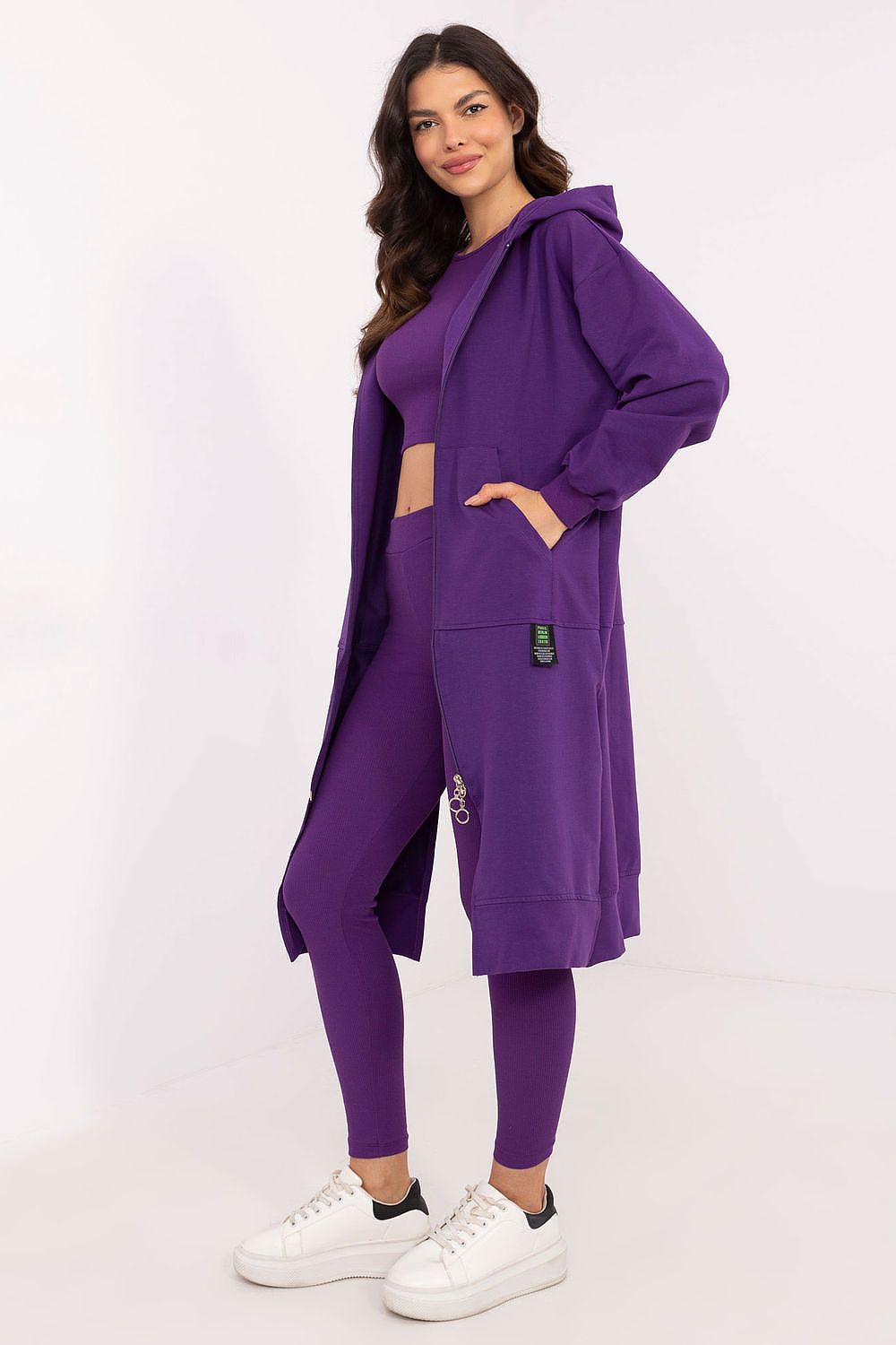 Tredelt Sett med Hettejakke, Topp og Leggings - FP til dame fra MS StyleHaven, størrelse one-size-fits-all, med long, kjolelengde midi, kjolestil sweater