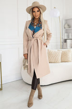 Frakk Numoco til dame fra MS StyleHaven, laget av polyester; Viskose, farge beige, størrelse M, med long ermer, perfekt til casual; dress