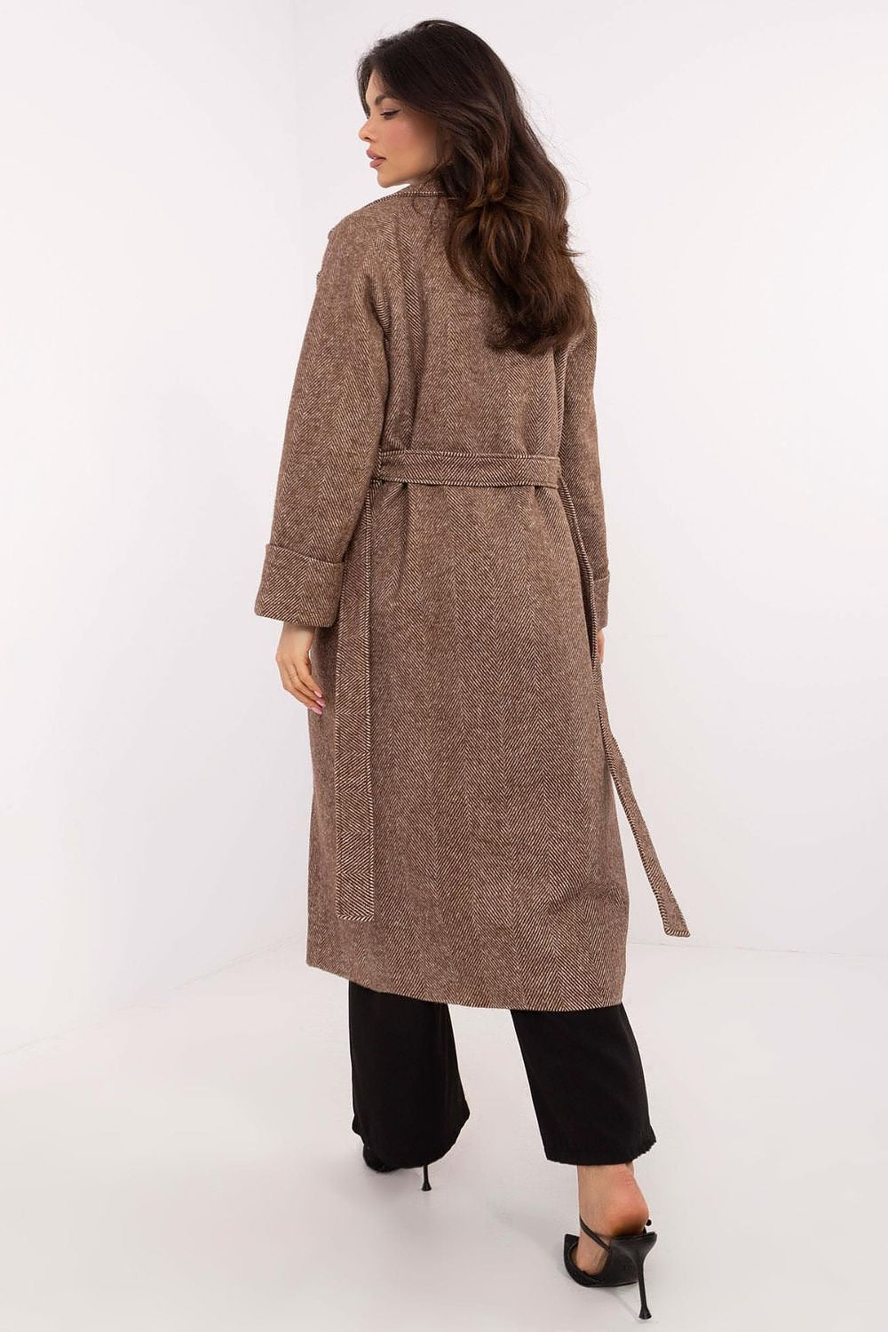 Lakerta Ullkåpe til dame til dame fra MS StyleHaven, laget av Ull; polyester, farge Brun, størrelse L/XL, med long ermer, perfekt til casual; dress