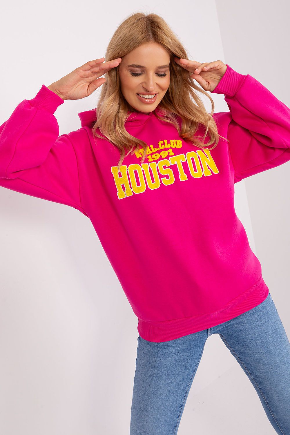 Dame Hettegenser - Sweatshirt FP til dame fra MS StyleHaven, størrelse one-size-fits-all, med short, bukselengde long, kjolelengde mini, kjolestil wrap; a-line