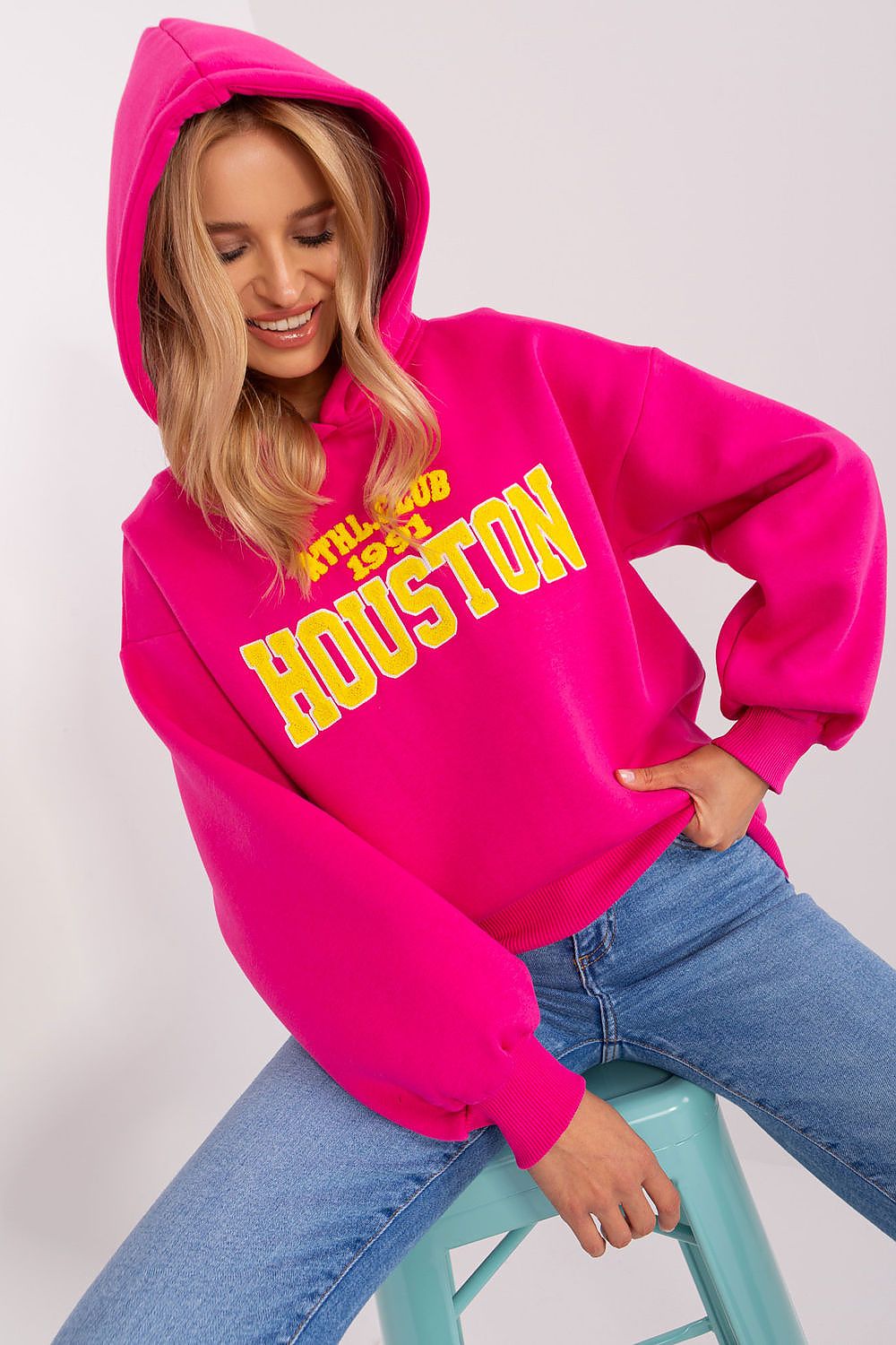 Dame Hettegenser - Sweatshirt FP til dame fra MS StyleHaven, størrelse one-size-fits-all, med short, bukselengde long, kjolelengde mini, kjolestil wrap; a-line