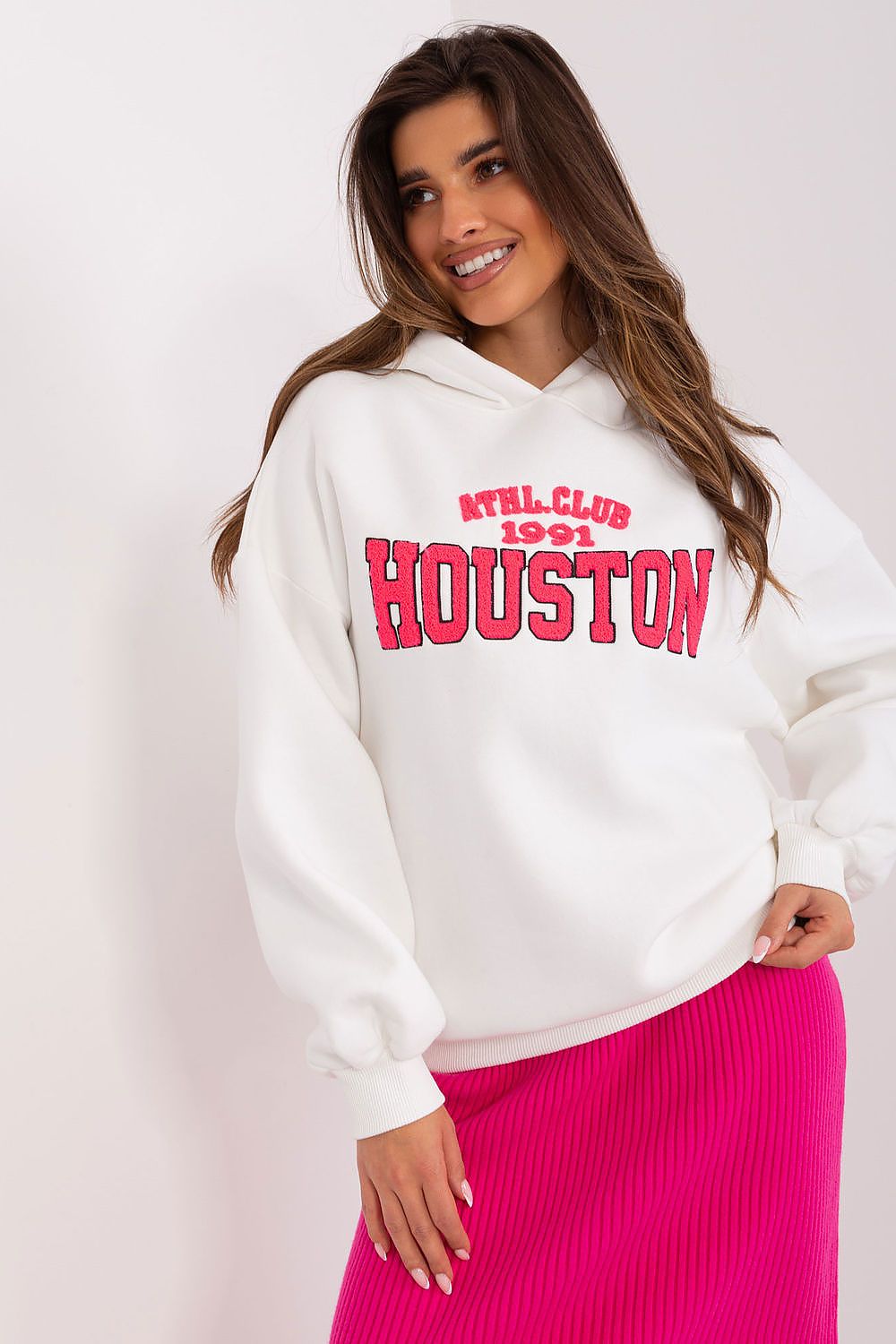 Dame Hettegenser - Sweatshirt FP til dame fra MS StyleHaven, størrelse one-size-fits-all, med short, bukselengde long, kjolelengde mini, kjolestil wrap; a-line