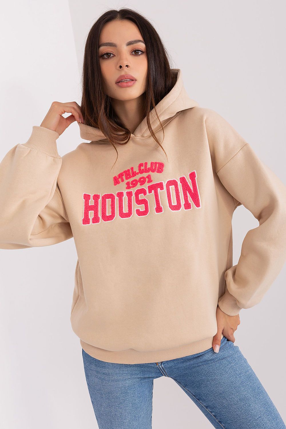 Dame Hettegenser - Sweatshirt FP til dame fra MS StyleHaven, størrelse one-size-fits-all, med short, bukselengde long, kjolelengde mini, kjolestil wrap; a-line