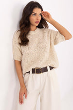 Short sleeve sweater Italy Moda fra MS StyleHaven, størrelse one-size-fits-all, med short, bukselengde long, kjolelengde midi, kjolestil wrap