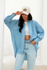 Oversized bomullsskjorte fra Roco Fashion fra MS StyleHaven, størrelse L/XL, med long, bukselengde long, kjolelengde maxi, kjolestil sheath