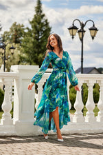 Dalia – asymmetrisk maxikjole med elegant flyt fra Roco Fashion fra MS StyleHaven, størrelse 34, med long, bukselengde long, kjolelengde maxi, kjolestil flared; gown