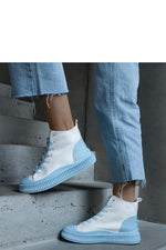 Terri hvite & Blå Platform dame Sneakers til dame fra MS StyleHaven, laget av Viskose; polyester; Polyamid, farge Hvit, størrelse 38, med long ermer, perfekt til casual