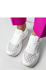 Margie Monogram hvite dame Sneakers til dame fra MS StyleHaven, laget av Viskose; polyester; Polyamid, farge Hvit, størrelse 38, med long ermer, perfekt til casual