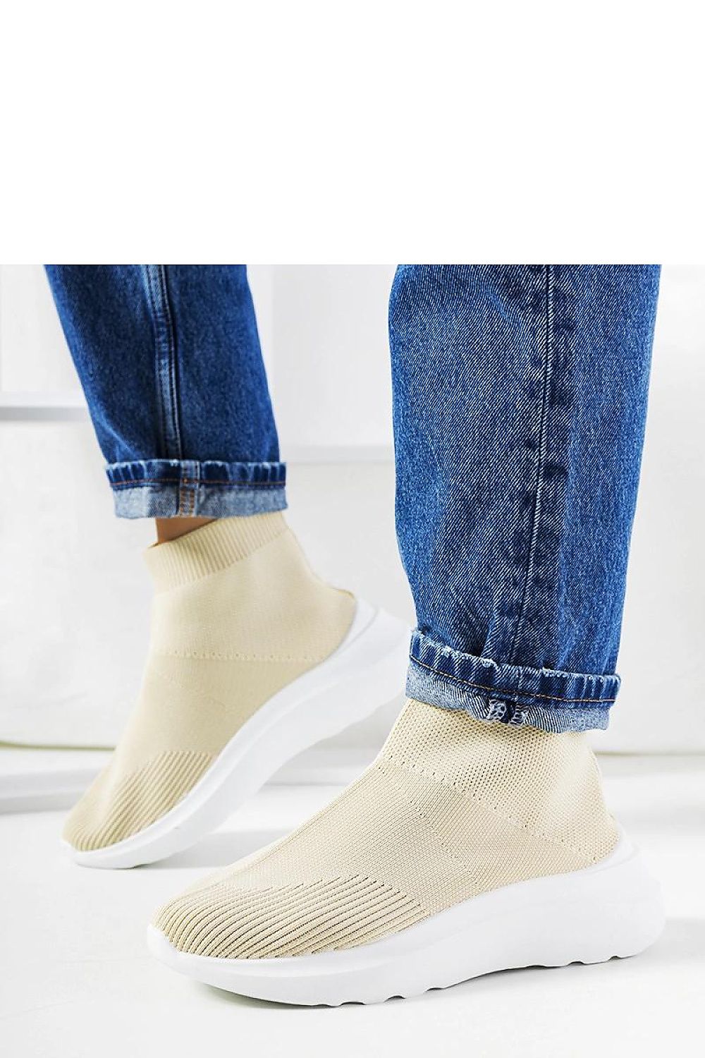 Jennifer – Beige høye sneakers til dame til dame fra MS StyleHaven, laget av Viskose; polyester; Polyamid, farge beige, størrelse 37, med long ermer, perfekt til casual