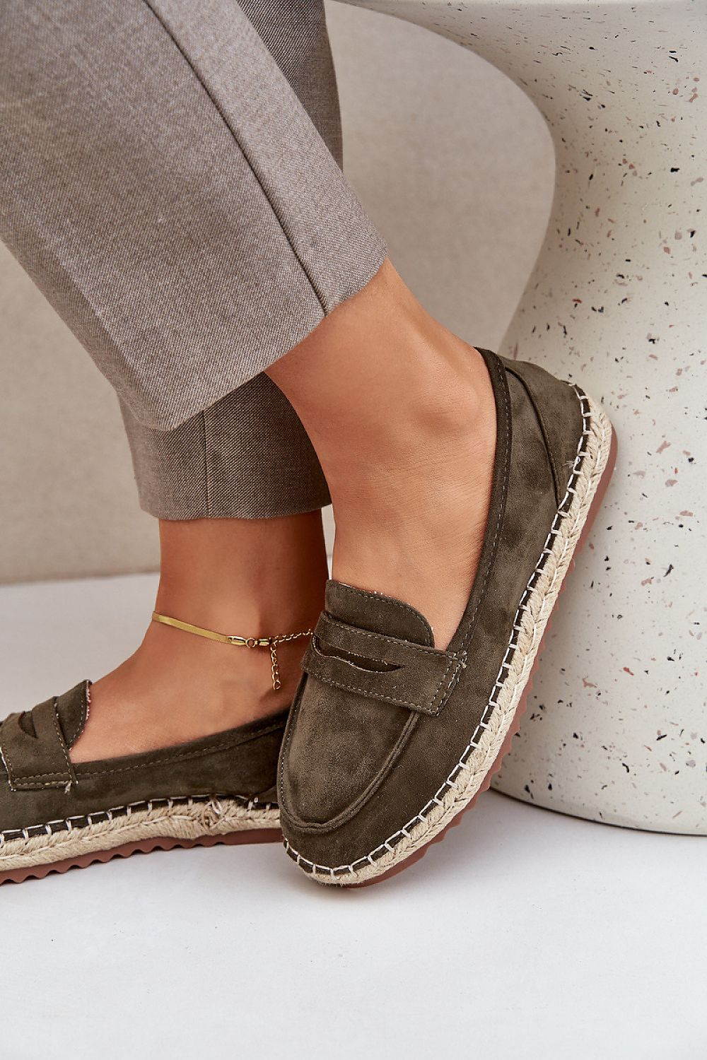 Espadriller i øko-semsket skinn til dame til dame fra MS StyleHaven, laget av Viskose; polyester; Polyamid, farge Brun, størrelse 38, med long ermer, perfekt til dress; casual