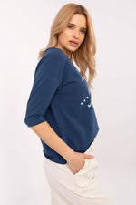 Mønstret hverdagsbluse dame - Blsse FP til dame fra MS StyleHaven, størrelse XL, med short, bukselengde long, kjolelengde mini, kjolestil wrap; a-line
