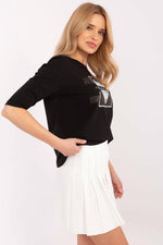 Bluse 3/4-ermer til dame til dame fra MS StyleHaven, størrelse M, med short, bukselengde long, kjolelengde mini, kjolestil wrap; a-line