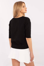 Bluse 3/4-ermer til dame til dame fra MS StyleHaven, størrelse L, med short, bukselengde long, kjolelengde mini, kjolestil wrap; a-line