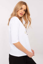 Bluse 3/4-ermer til dame til dame fra MS StyleHaven, størrelse S, med short, bukselengde long, kjolelengde mini, kjolestil wrap; a-line