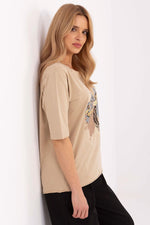 Dame bluse med dyretrykk til dame fra MS StyleHaven, størrelse XL, med short, bukselengde long, kjolelengde mini, kjolestil wrap; a-line