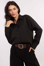 Lakerta klassisk langermet dame skjorte til dame fra MS StyleHaven, laget av Bomull, farge Svart, størrelse M, med short ermer, perfekt til casual; dress