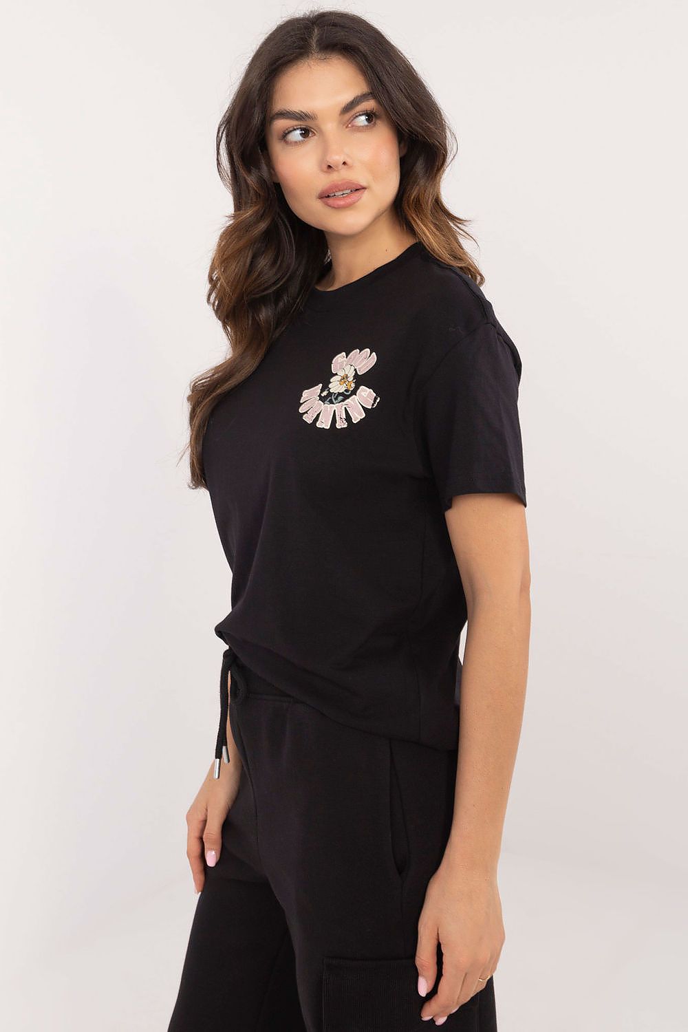 T-skjorte Sublevel til dame fra MS StyleHaven, laget av Bomull, farge Svart, størrelse s, med short ermer