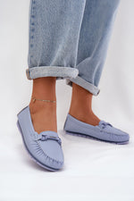 Mocassin Step in Style til dame fra MS StyleHaven, laget av modal-1; Bomull; Elastan, med detaljer i leather; rubber, farge Blå, størrelse 36, med 45720 ermer, hælhøyde flat, skostørrelse 36; 37; 38; 39; 40; 41, perfekt til casual