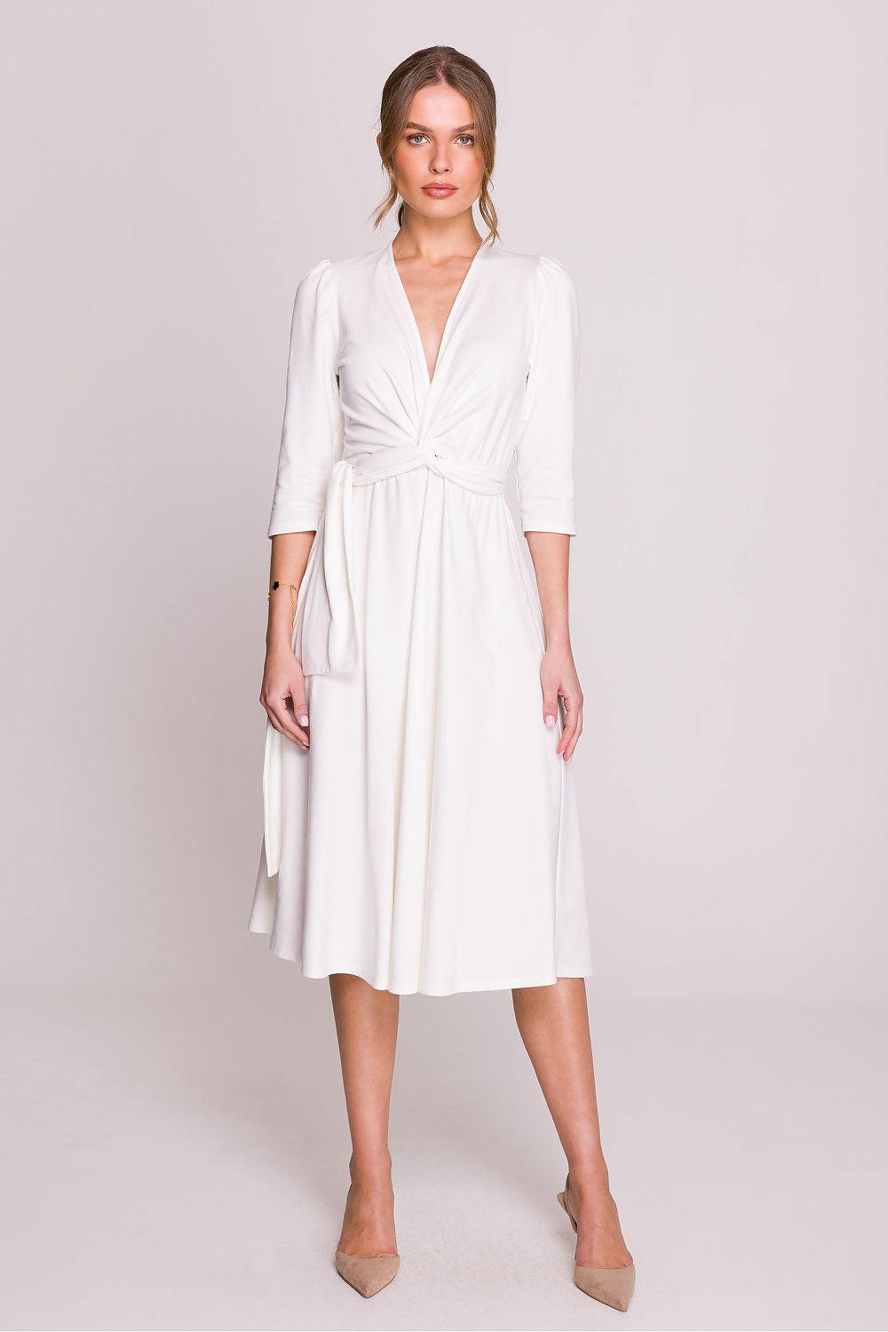 Dagkjole Stylove til dame fra MS StyleHaven, laget av modal-1; Bomull; Elastan, farge Grå, størrelse L, med lang ermer, perfekt til casual; dress