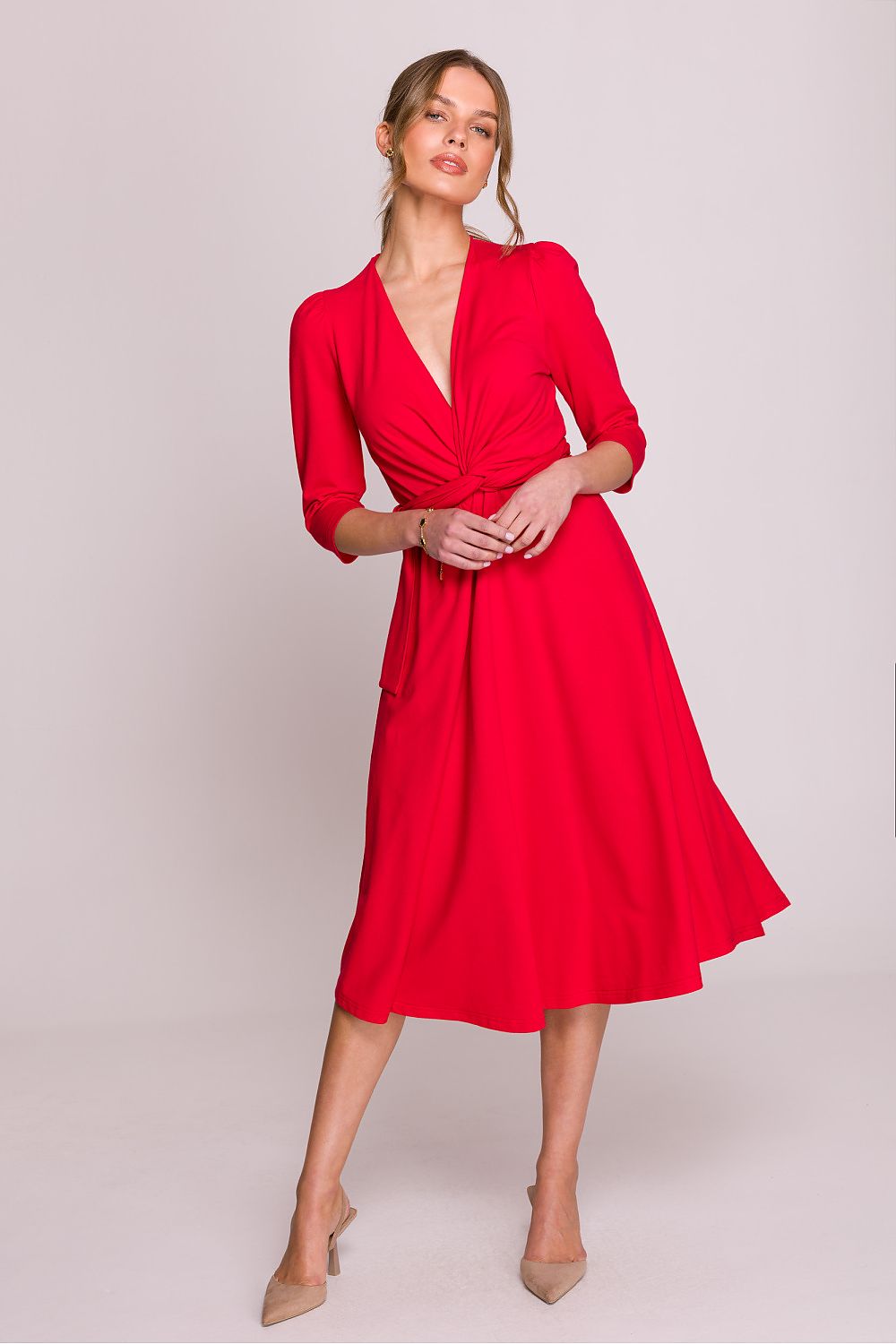 Dagkjole Stylove til dame fra MS StyleHaven, laget av modal-1; Bomull; Elastan, farge beige, størrelse s, med lang ermer, perfekt til casual; dress