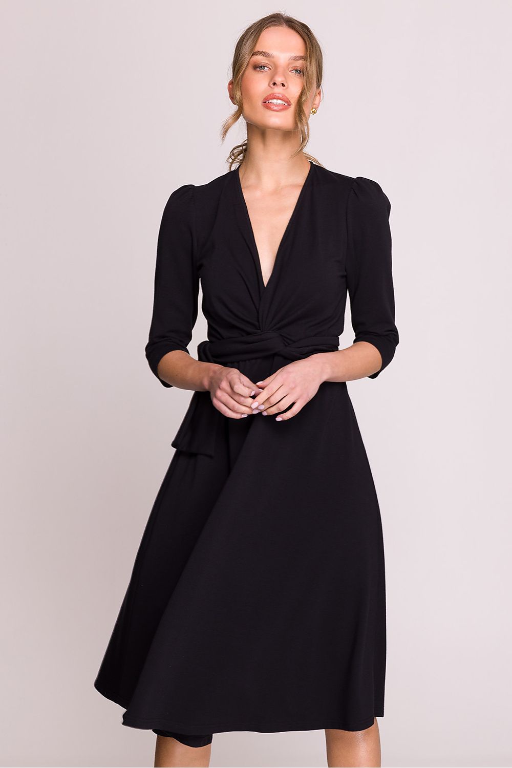 Dagkjole Stylove til dame fra MS StyleHaven, laget av modal-1; Bomull; Elastan, farge beige, størrelse L, med lang ermer, perfekt til casual; dress