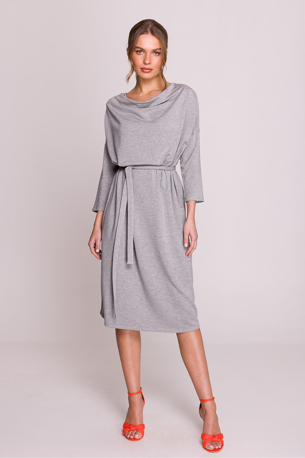 Dagkjole Stylove til dame fra MS StyleHaven, laget av Bomull; modal, farge Grå, størrelse L/XL, med lang ermer, perfekt til casual; dress