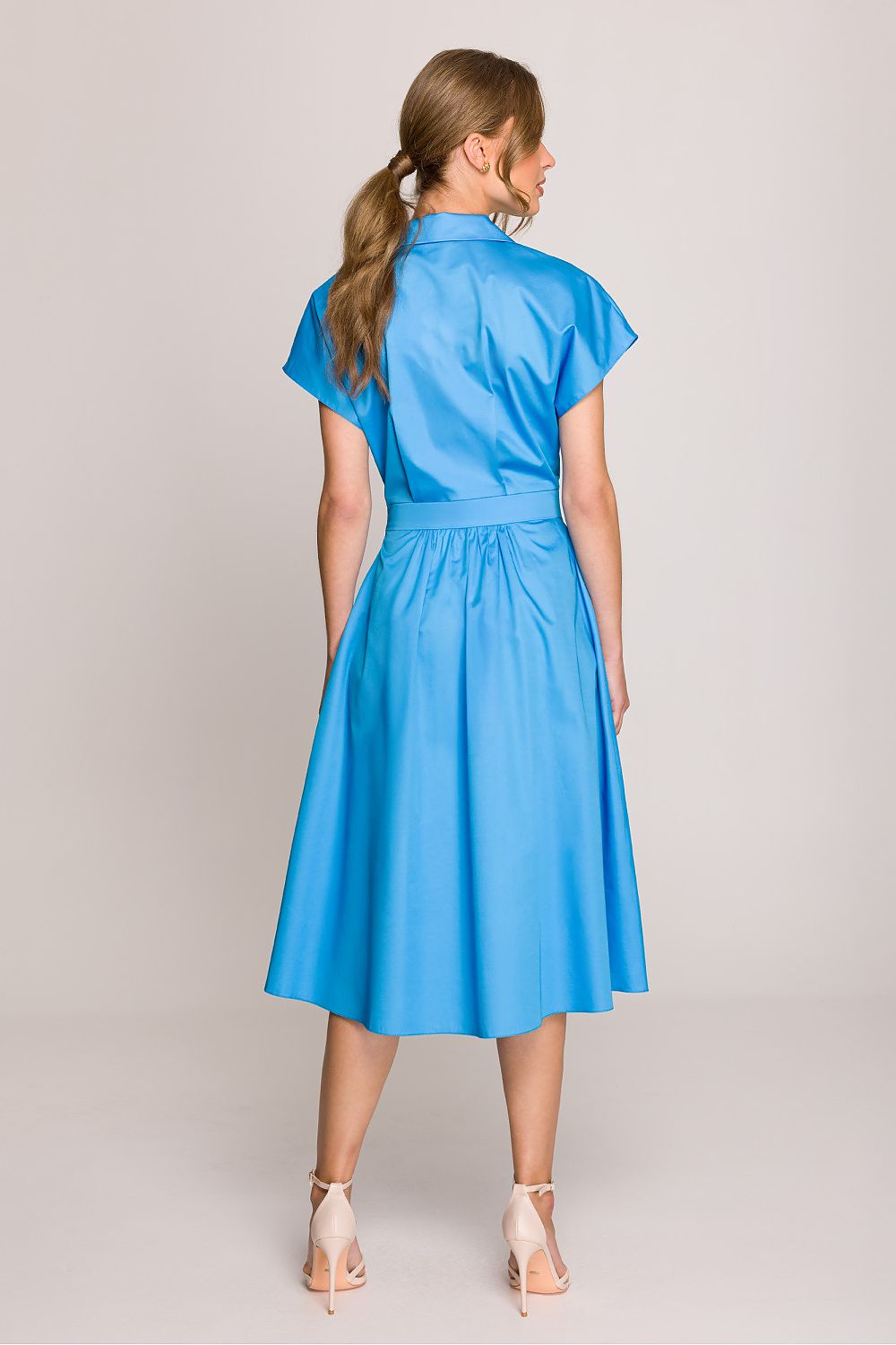 Dagkjole Stylove til dame fra MS StyleHaven, laget av Bomull, farge Blå, størrelse M, med short ermer, perfekt til casual; dress