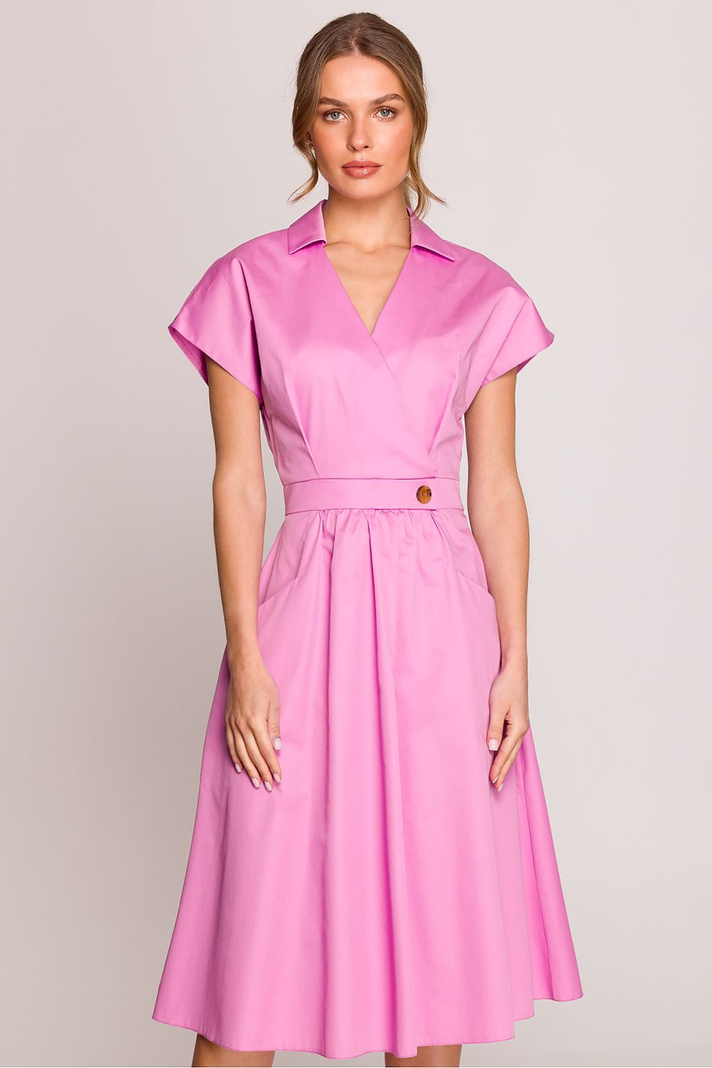Dagkjole Stylove til dame fra MS StyleHaven, laget av Bomull, farge Blå, størrelse L, med short ermer, perfekt til casual; dress