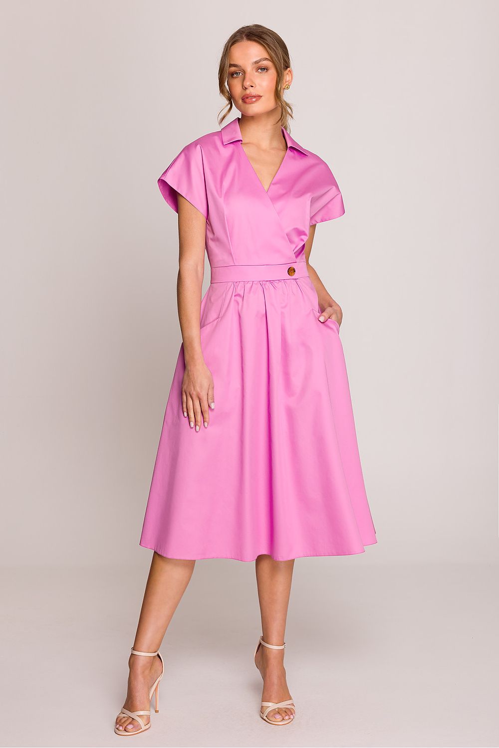 Dagkjole Stylove til dame fra MS StyleHaven, laget av Bomull, farge Blå, størrelse XL, med short ermer, perfekt til casual; dress