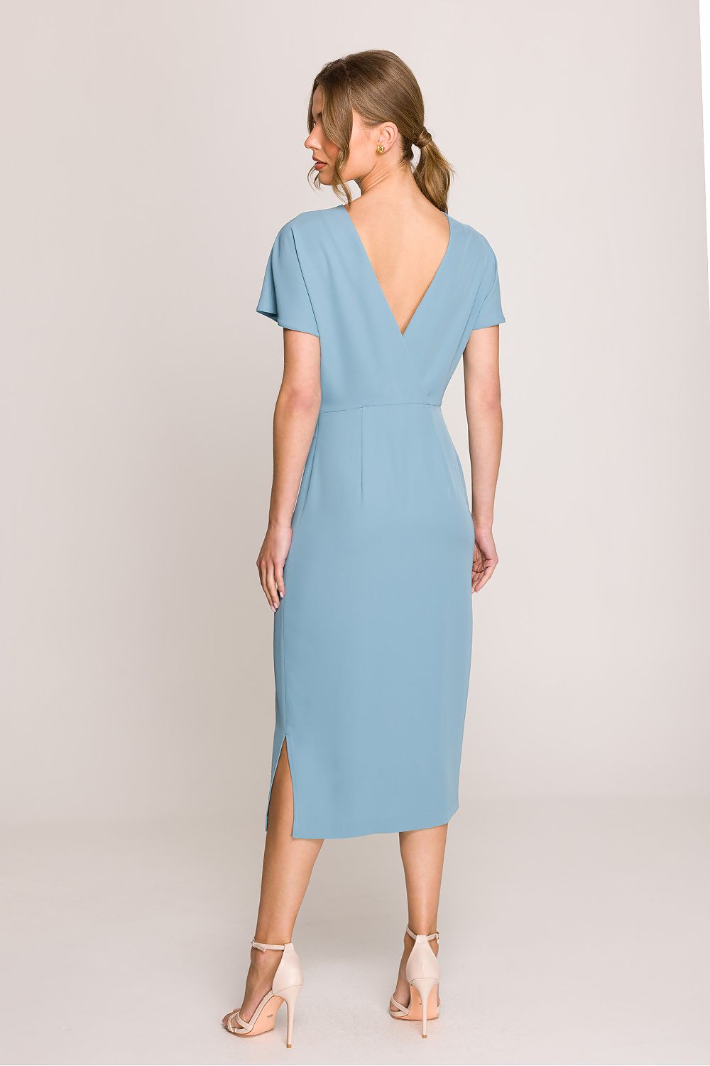 Dagkjole Stylove til dame fra MS StyleHaven, laget av polyester; Elastan-1, farge Blå, størrelse M, med short ermer, perfekt til casual; dress