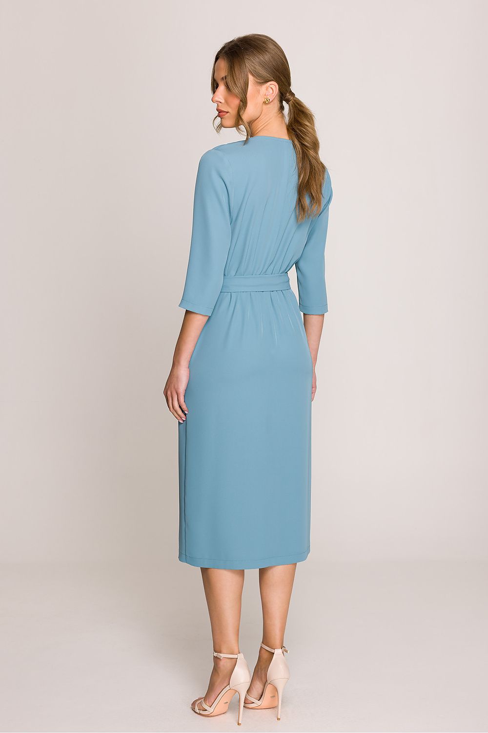 Dagkjole Stylove til dame fra MS StyleHaven, laget av polyester, farge Blå, størrelse L, med lang ermer, perfekt til casual; dress