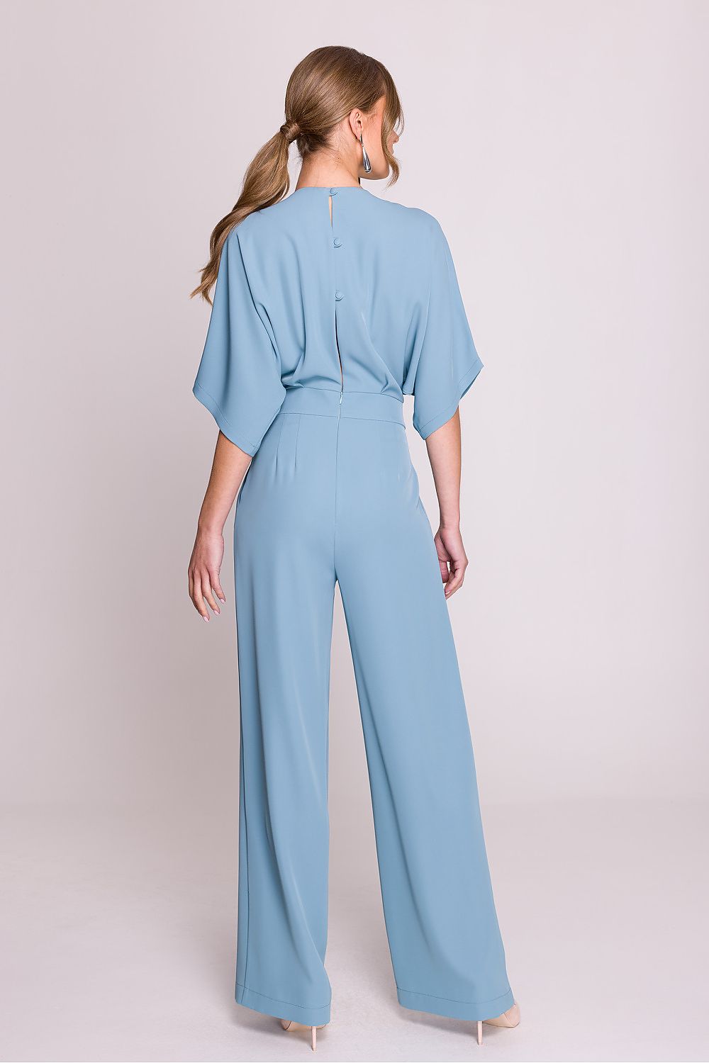 Jumpsuit / Stylove til dame fra MS StyleHaven, laget av polyester, farge Blå, størrelse M, med short ermer, perfekt til casual; dress