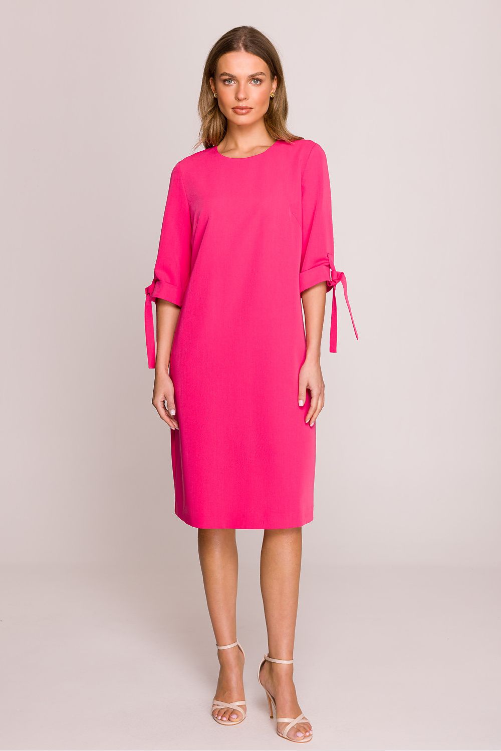 Dagkjole Stylove til dame fra MS StyleHaven, laget av polyester; Viskose, farge Rosa, størrelse s, med short; 3-4 ermer, knee-1 lengde, kjolestil a-line, perfekt til casual; dress