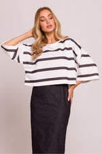 Oversized Genser - Moe til dame fra MS StyleHaven, laget av Bomull; polyester, farge Flerfarget 3, størrelse S/M, med 45720 ermer, perfekt til dress