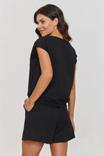 Sett Makadamia til dame fra MS StyleHaven, laget av Bomull, farge Svart, størrelse 36, med sleeveless ermer, perfekt til casual; dress
