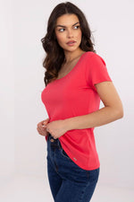 T-skjorte Relevance til dame fra MS StyleHaven, laget av Bomull; Elastan-1, farge Rosa, størrelse L/XL, med short ermer, perfekt til dress