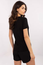 T-skjorte Relevance til dame fra MS StyleHaven, laget av Bomull; Elastan-1, farge Svart, størrelse M, med short ermer, perfekt til dress