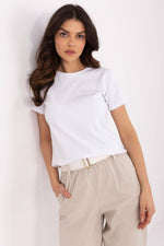 T-skjorte Relevance til dame fra MS StyleHaven, laget av Bomull; Elastan-1, farge Hvit, størrelse s, med short ermer, perfekt til dress