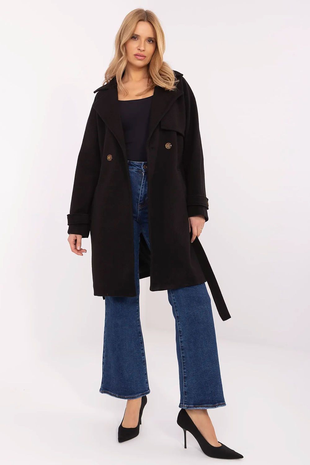 Casual Frakk - Och Bella til dame fra MS StyleHaven, laget av polyester, farge Svart, størrelse s, med long ermer, perfekt til casual; dress