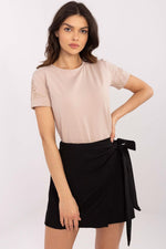 T-skjorte Relevance til dame fra MS StyleHaven, laget av Bomull; Elastan-1, farge beige, størrelse L, med short ermer, perfekt til dress