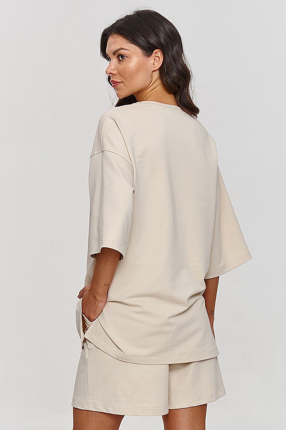 Sett Makadamia til dame fra MS StyleHaven, laget av Bomull; Elastan-1, farge beige, størrelse 40, med sleeveless ermer, perfekt til casual; dress