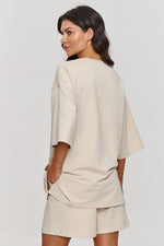 Sett Makadamia til dame fra MS StyleHaven, laget av Bomull; Elastan-1, farge beige, størrelse 40, med sleeveless ermer, perfekt til casual; dress