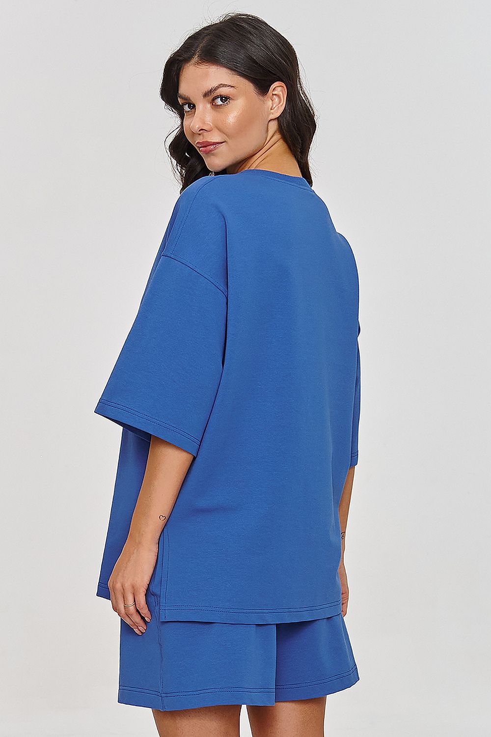 Sett Makadamia til dame fra MS StyleHaven, laget av Bomull; Elastan-1, farge Blå, størrelse 38, med sleeveless ermer, perfekt til casual; dress