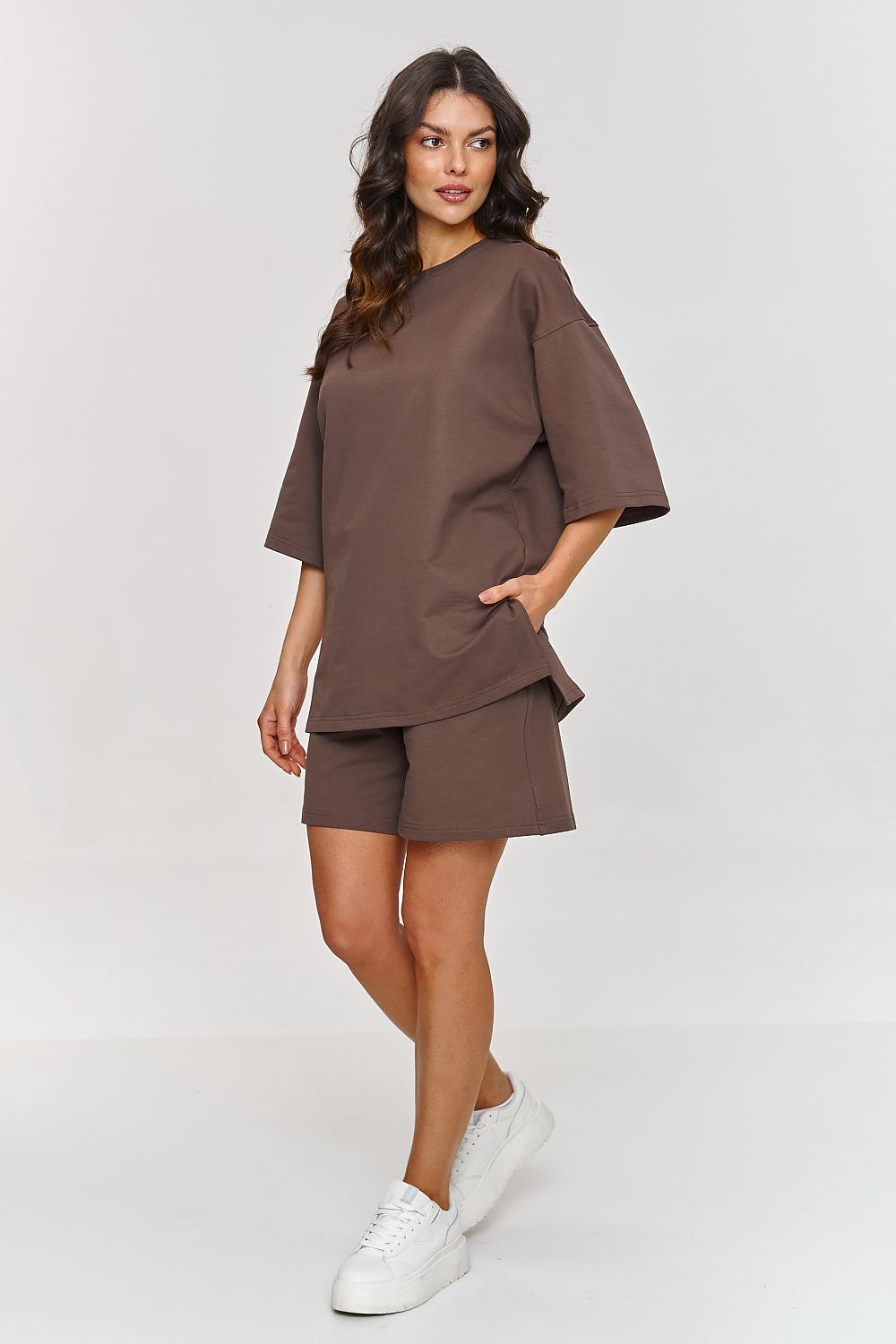 Sett Makadamia til dame fra MS StyleHaven, laget av Bomull; Elastan-1, farge Blå, størrelse 42, med sleeveless ermer, perfekt til casual; dress